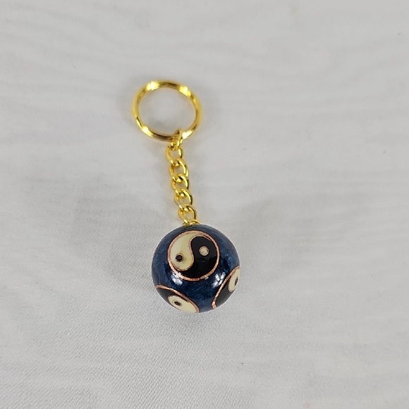 Accessories - Blue and Gold Baoding Yin Yang Health Ball Keychain
